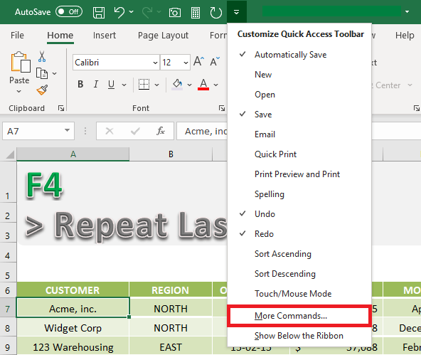 excel for mac repeat previous action
